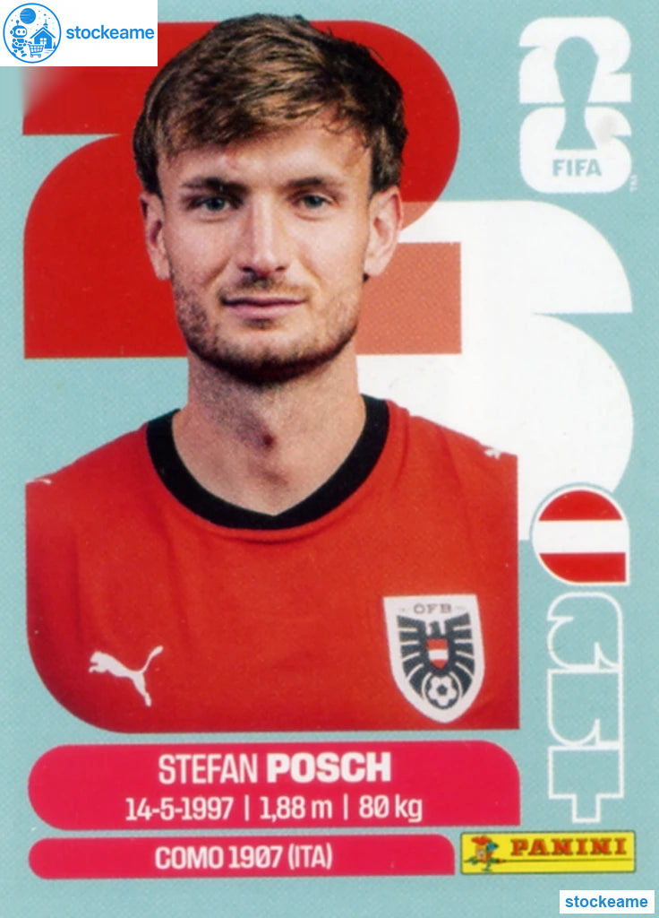 AUT007 - Stefan Posch | Austria | Panini World Cup 2026 Base Sticker - Image 2