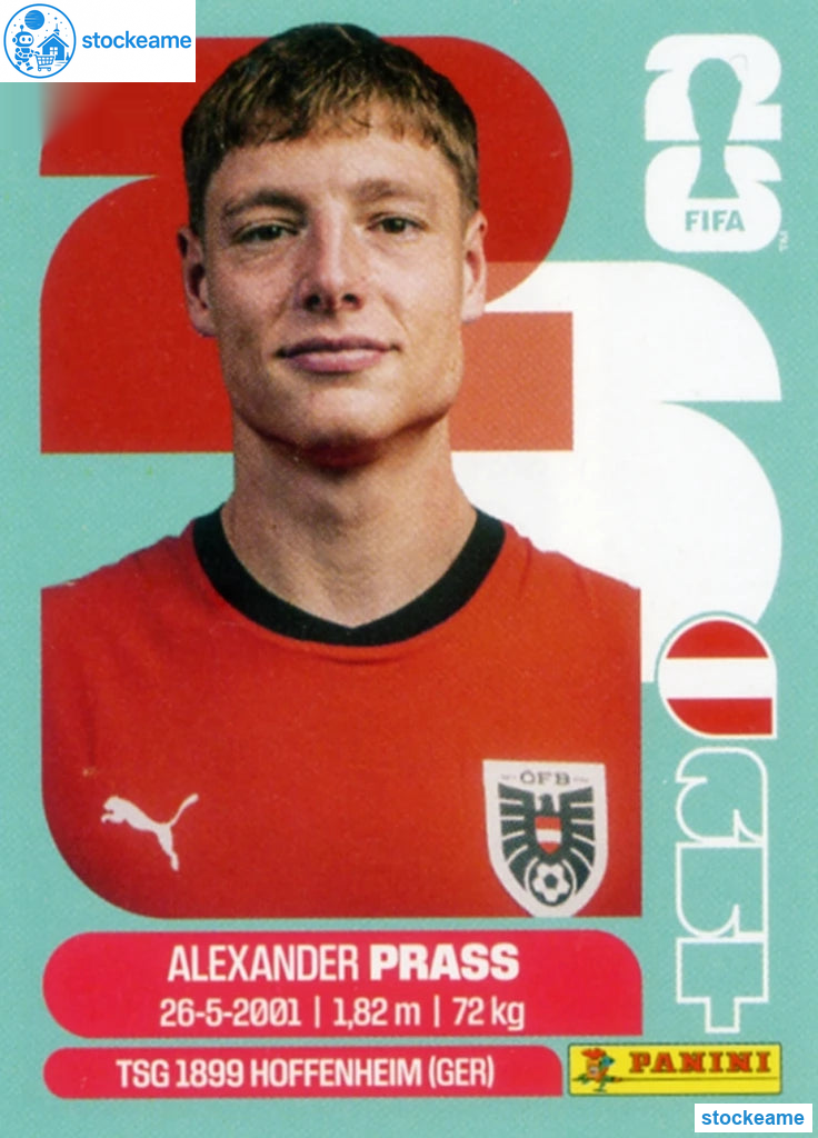 AUT009 - Alexander Prass | Austria | Panini World Cup 2026 Base Sticker - Image 2