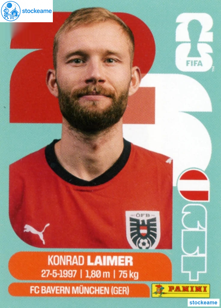 AUT012 - Konrad Laimer | Austria | Panini World Cup 2026 Base Sticker - Image 2