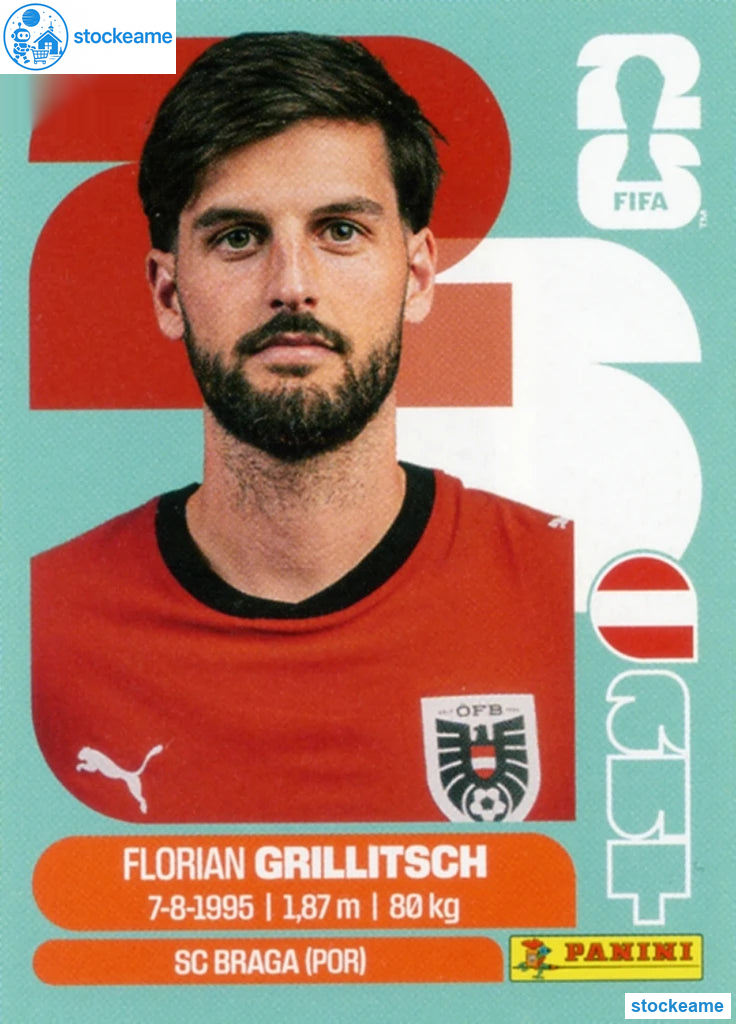 AUT014 - Florian Grillitsch | Austria | Panini World Cup 2026 Base Sticker - Image 2