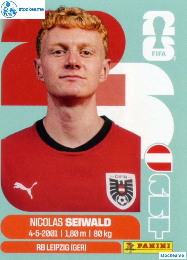 AUT015 - Nicolas Seiwald | Austria | Panini World Cup 2026 Base Sticker - Image 2