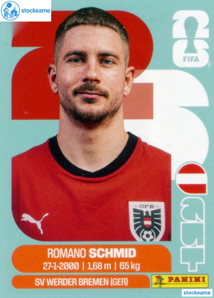 AUT016 - Romano Schmid | Austria | Panini World Cup 2026 Base Sticker - Image 2