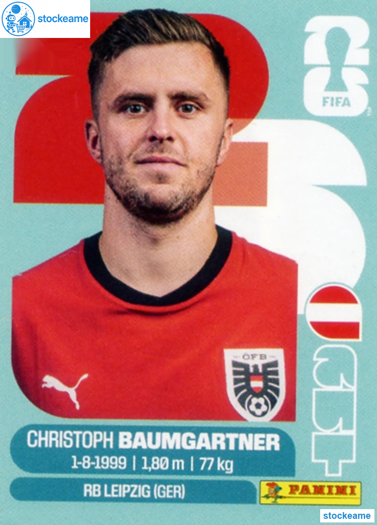 AUT018 - Christoph Baumgartner | Austria | Panini World Cup 2026 Base Sticker - Image 2