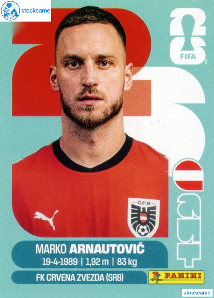 AUT020 - Marko Arnautović | Austria | Panini World Cup 2026 Base Sticker - Image 2