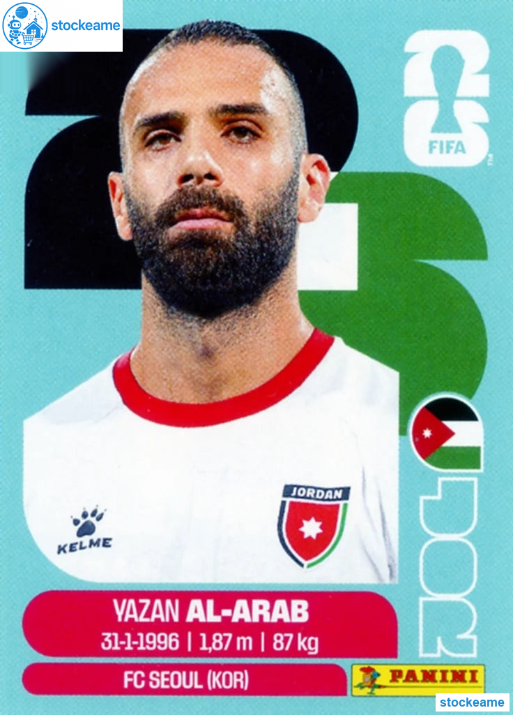 JOR005 - Yazan Al-Arab | Jordan | Panini World Cup 2026 Base Sticker - Image 2