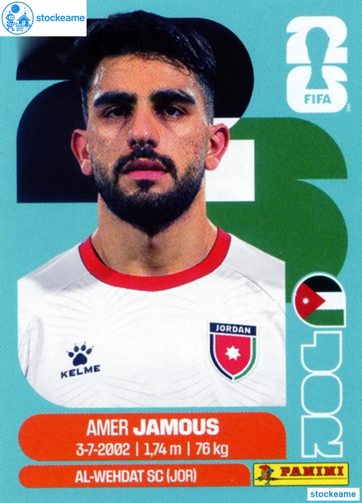 JOR014 - Amer Jamous | Jordan | Panini World Cup 2026 Base Sticker - Image 2