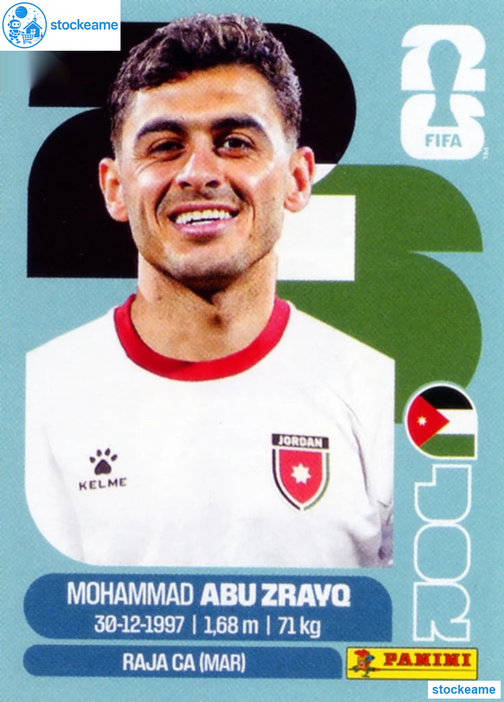 JOR019 - Mohammad Abu Zrayq | Jordan | Panini World Cup 2026 Base Sticker - Image 2