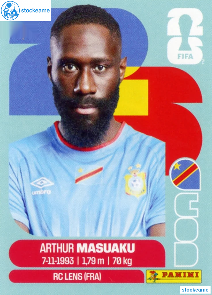 COD005 - Arthur Masuaku | DR Congo | Panini World Cup 2026 Base Sticker - Image 2