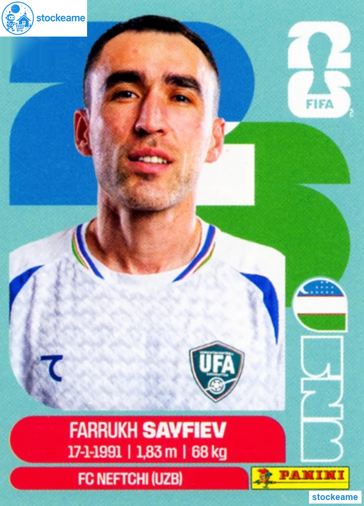 UZB003 - Farrukh Savfiev | Uzbekistan | Panini World Cup 2026 Base Sticker - Image 2