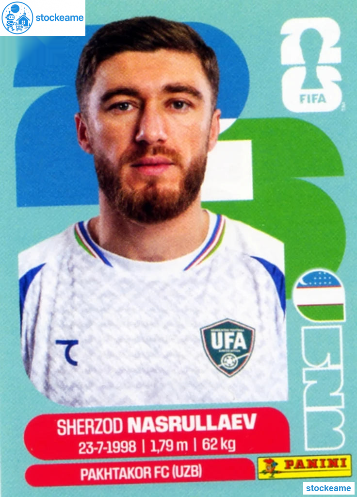 UZB004 - Sherzod Nasrullaev | Uzbekistan | Panini World Cup 2026 Base Sticker - Image 2