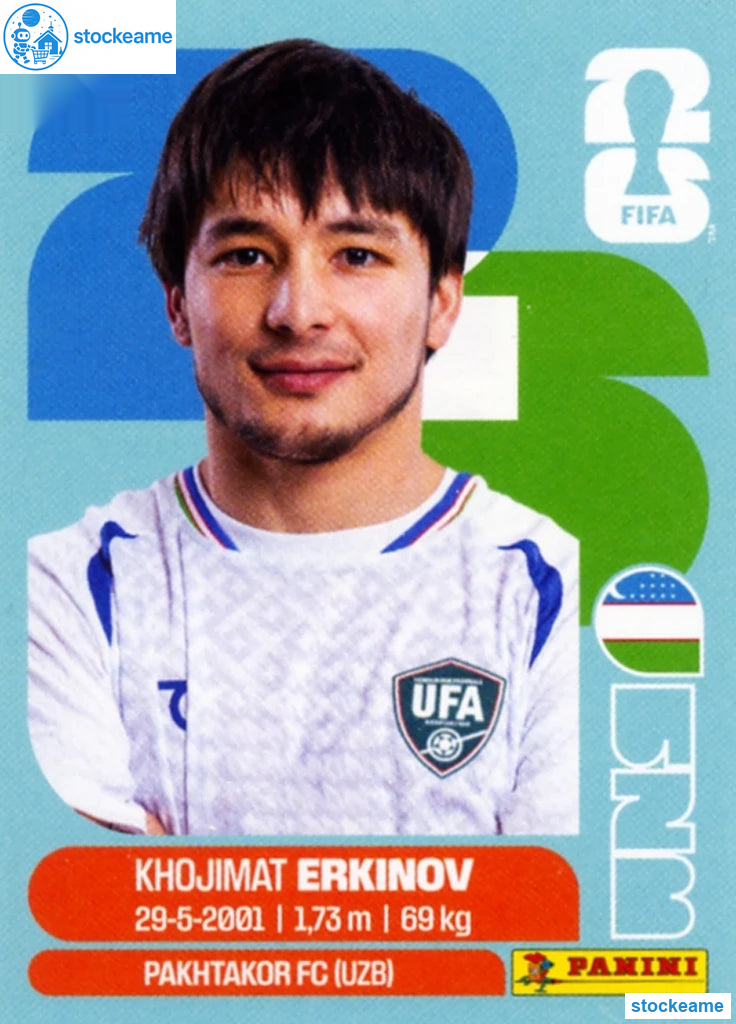 UZB015 - Khojimat Erkinov | Uzbekistan | Panini World Cup 2026 Base Sticker - Image 2