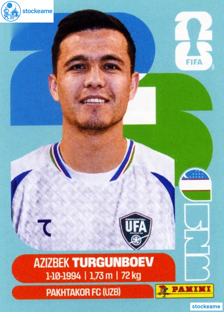 UZB014 - Azizbek Turgunboev | Uzbekistan | Panini World Cup 2026 Base Sticker - Image 2