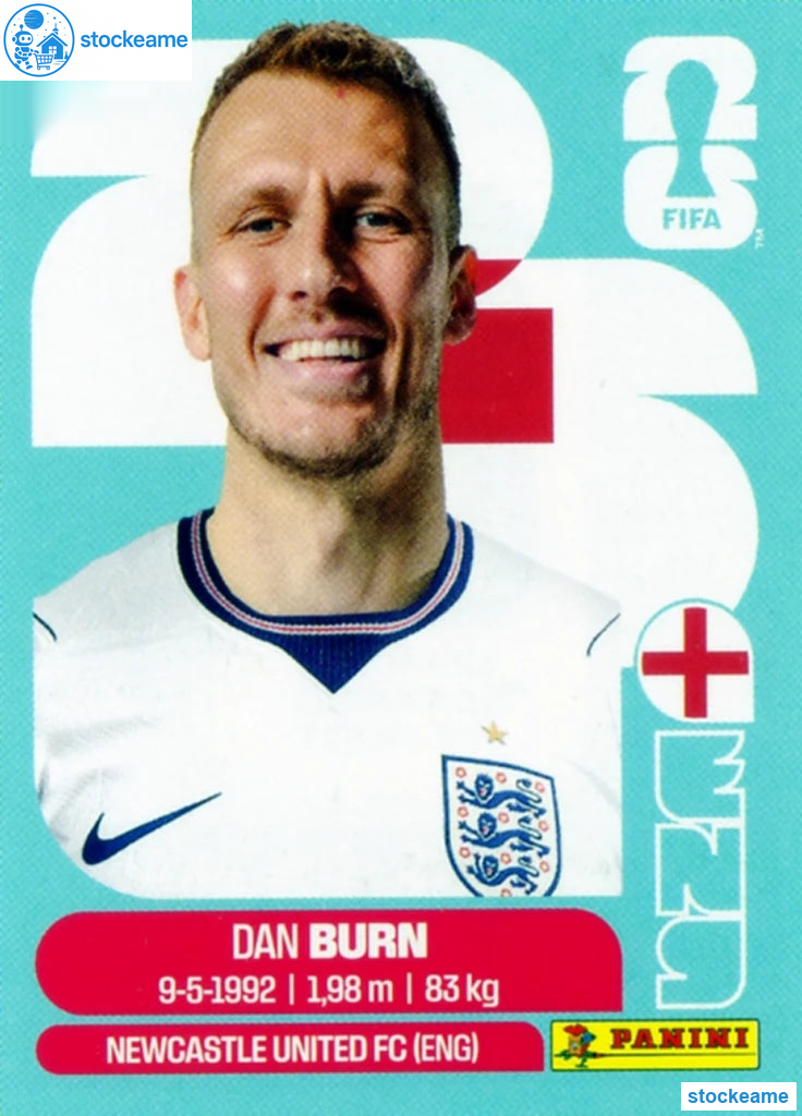 ENG008 - Dan Burn | England | Panini World Cup 2026 Base Sticker - Image 2