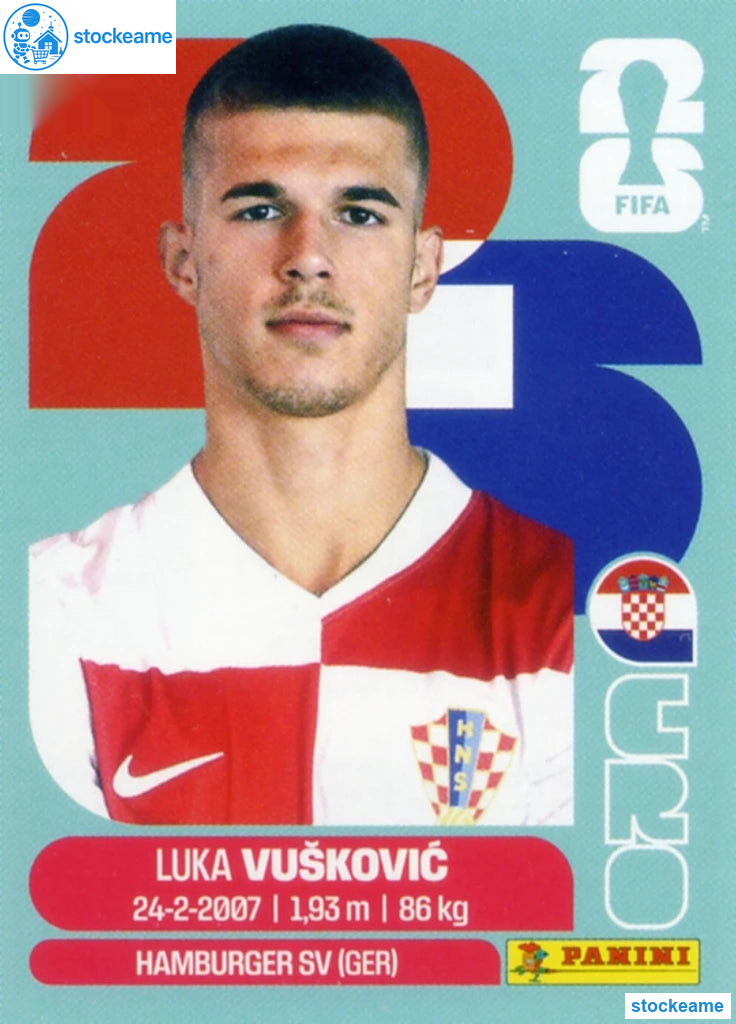 CRO006 - Luka Vušković | Croatia | Panini World Cup 2026 Base Sticker - Image 2