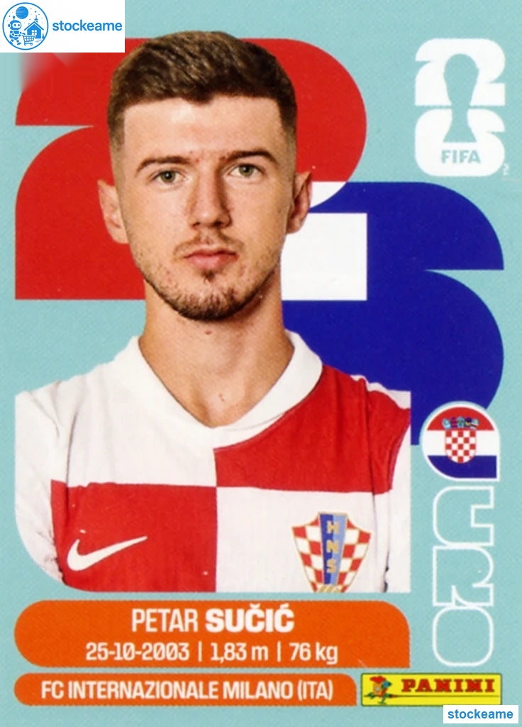CRO015 - Petar Sucic | Croatia | Panini World Cup 2026 Base Sticker - Image 2