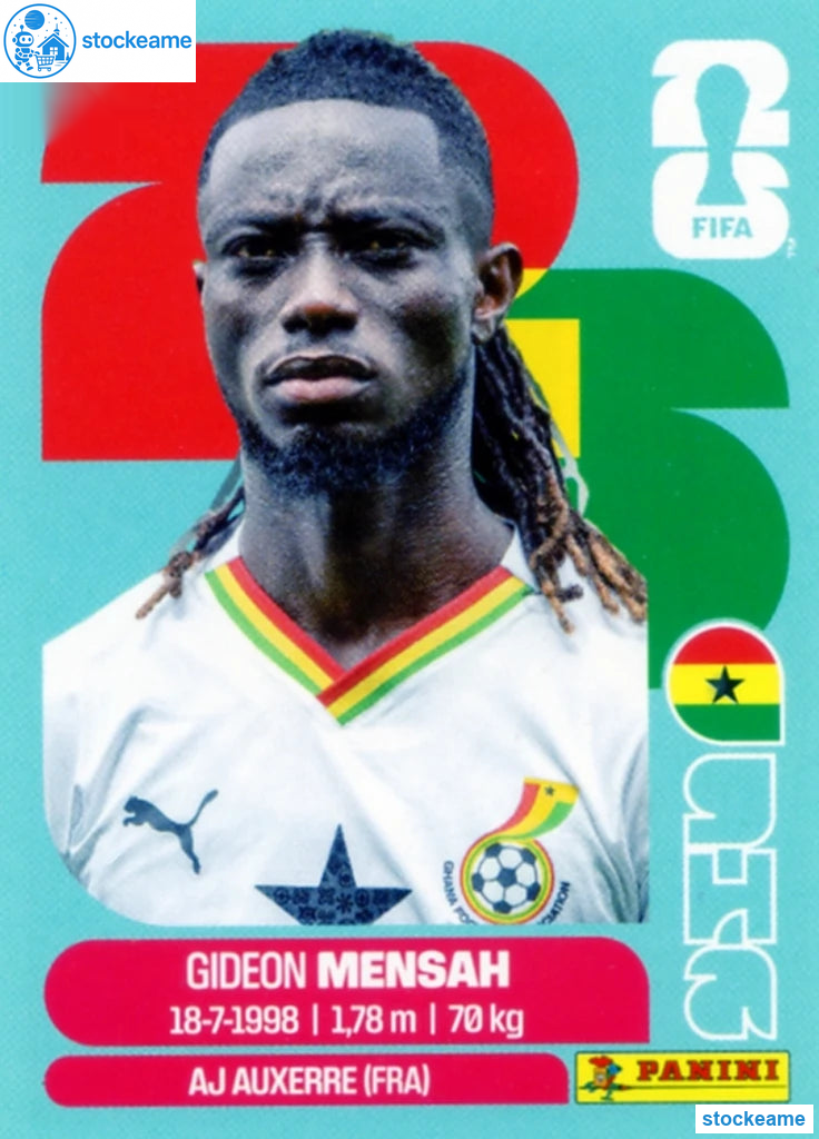 GHA007 - Gideon Mensah | Ghana | Panini World Cup 2026 Base Sticker - Image 2