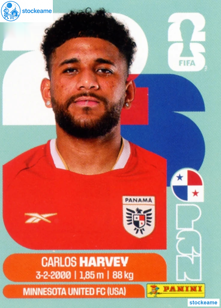 PAN015 - Carlos Harvey | Panama | Panini World Cup 2026 Base Sticker - Image 2