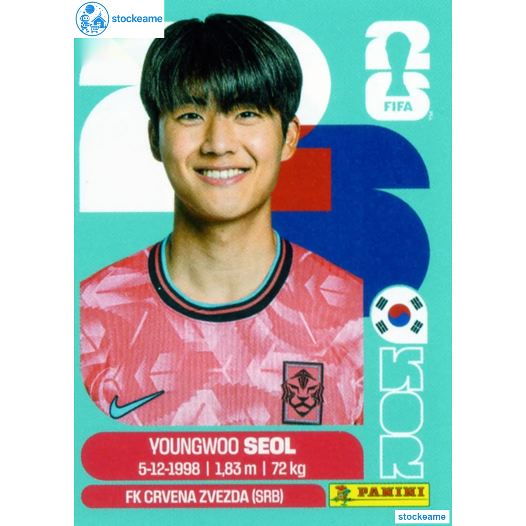 KOR006 - Young-woo Seol | South Korea | Panini World Cup 2026 Base Sticker