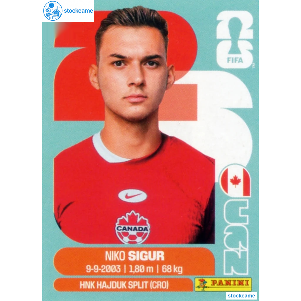 CAN016 - Niko Sigur | Canada | Panini World Cup 2026 Base Sticker