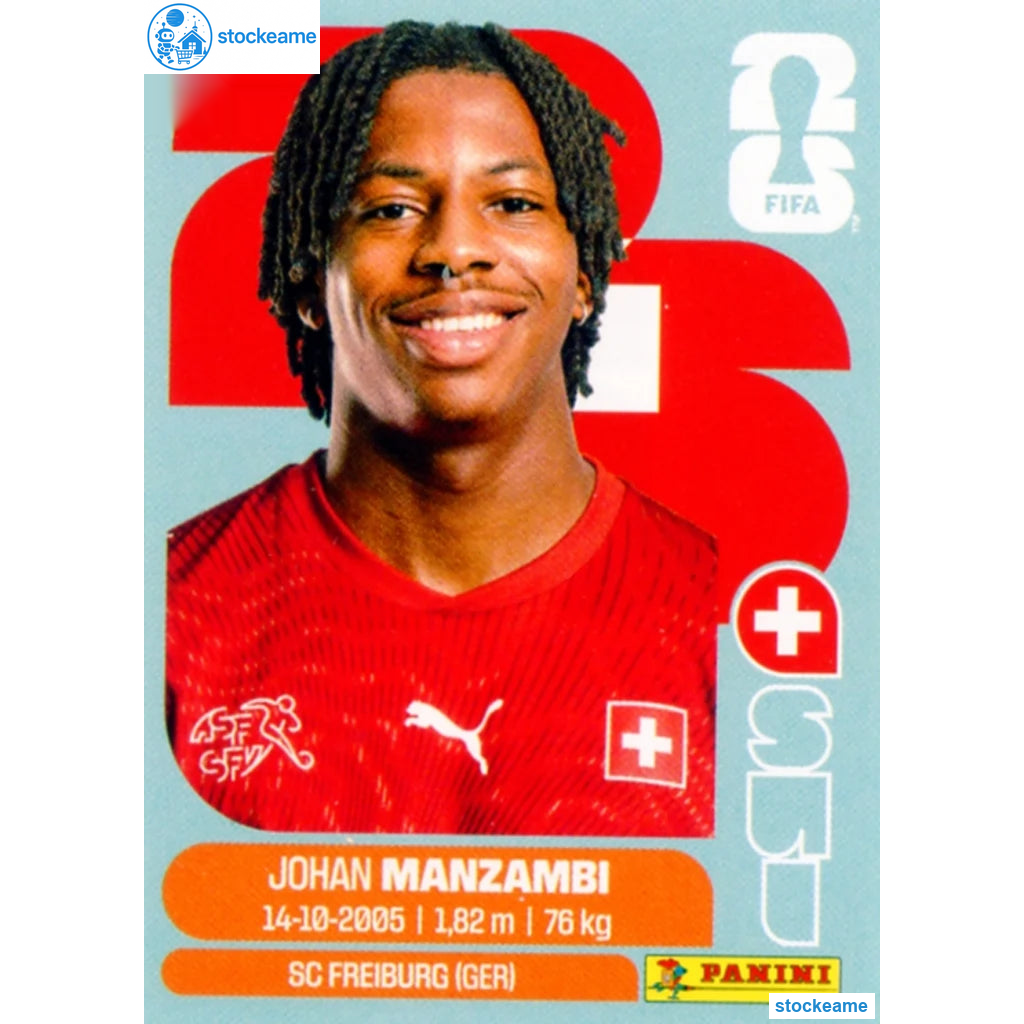 SUI015 - Johan Manzambi | Switzerland | Panini World Cup 2026 Base Sticker