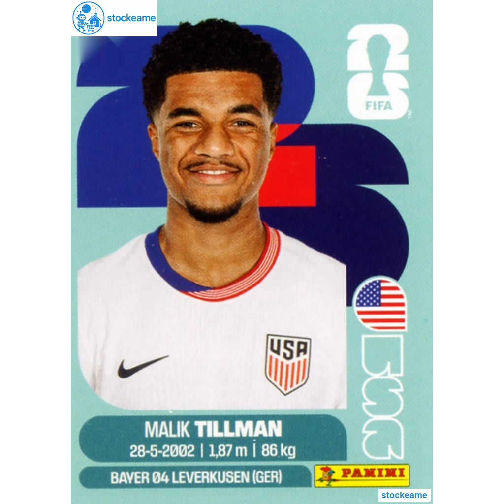 USA015 - Malik Tillman | USA | Panini World Cup 2026 Base Sticker