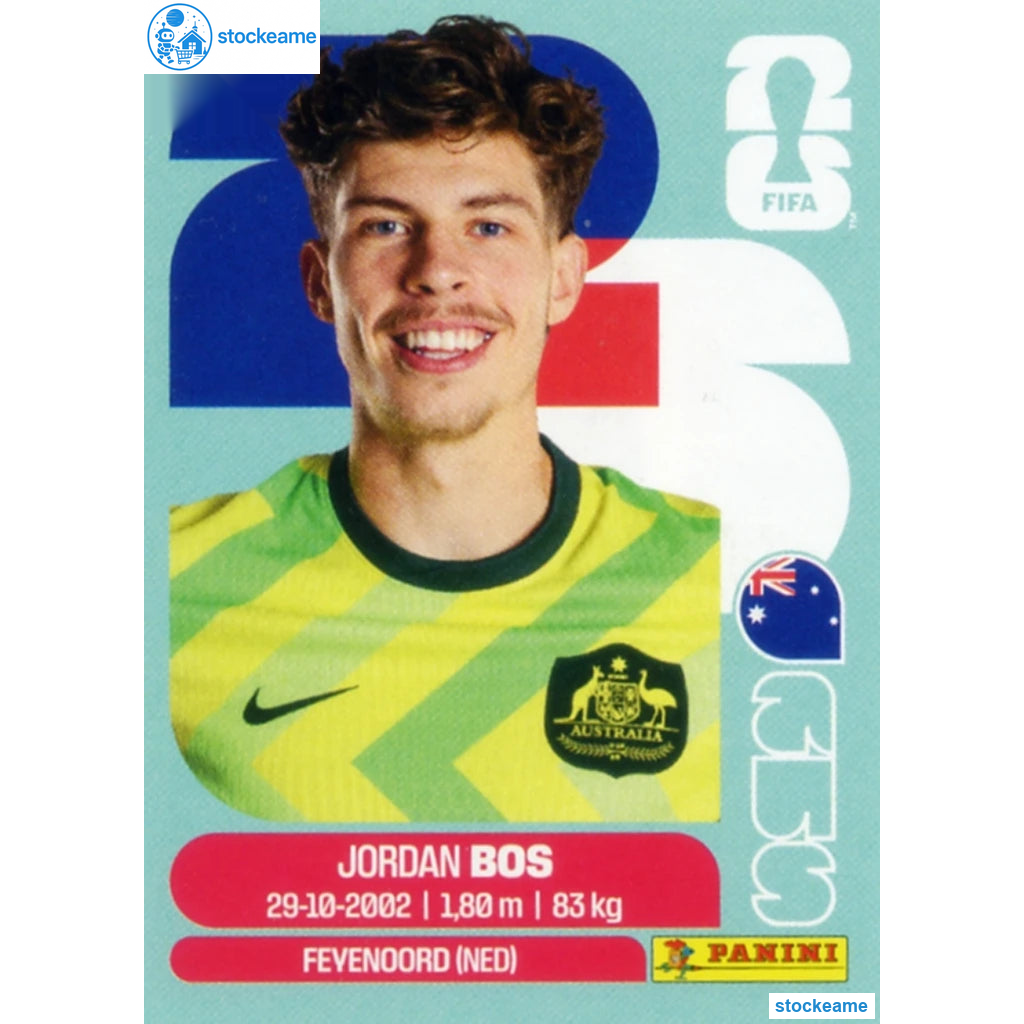 AUS006 - Jordan Bos | Australia | Panini World Cup 2026 Base Sticker
