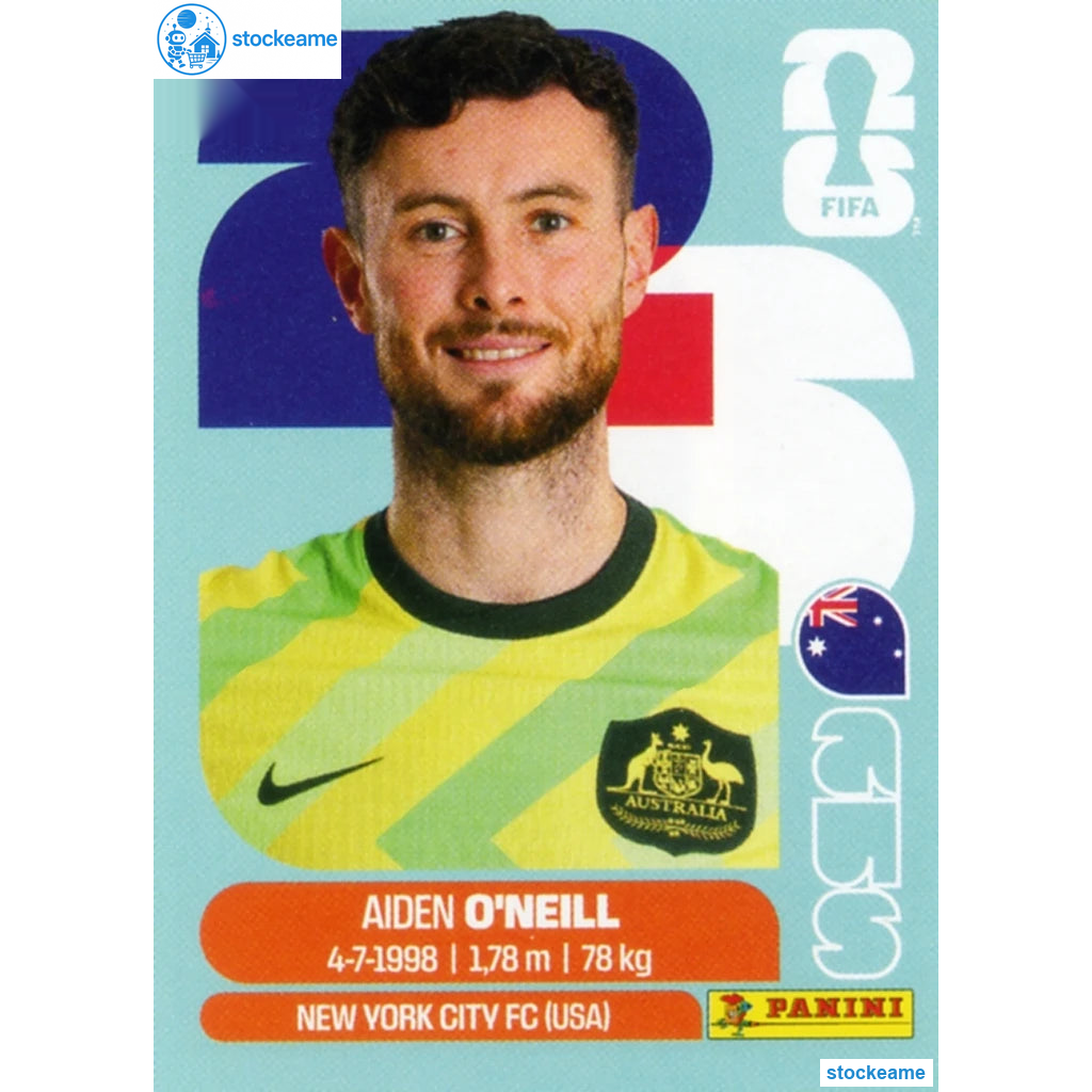 AUS014 - Aiden O'Neill | Australia | Panini World Cup 2026 Base Sticker