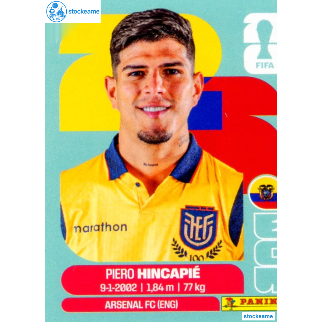 ECU004 - Piero Hincapié | Ecuador | Panini World Cup 2026 Base Sticker