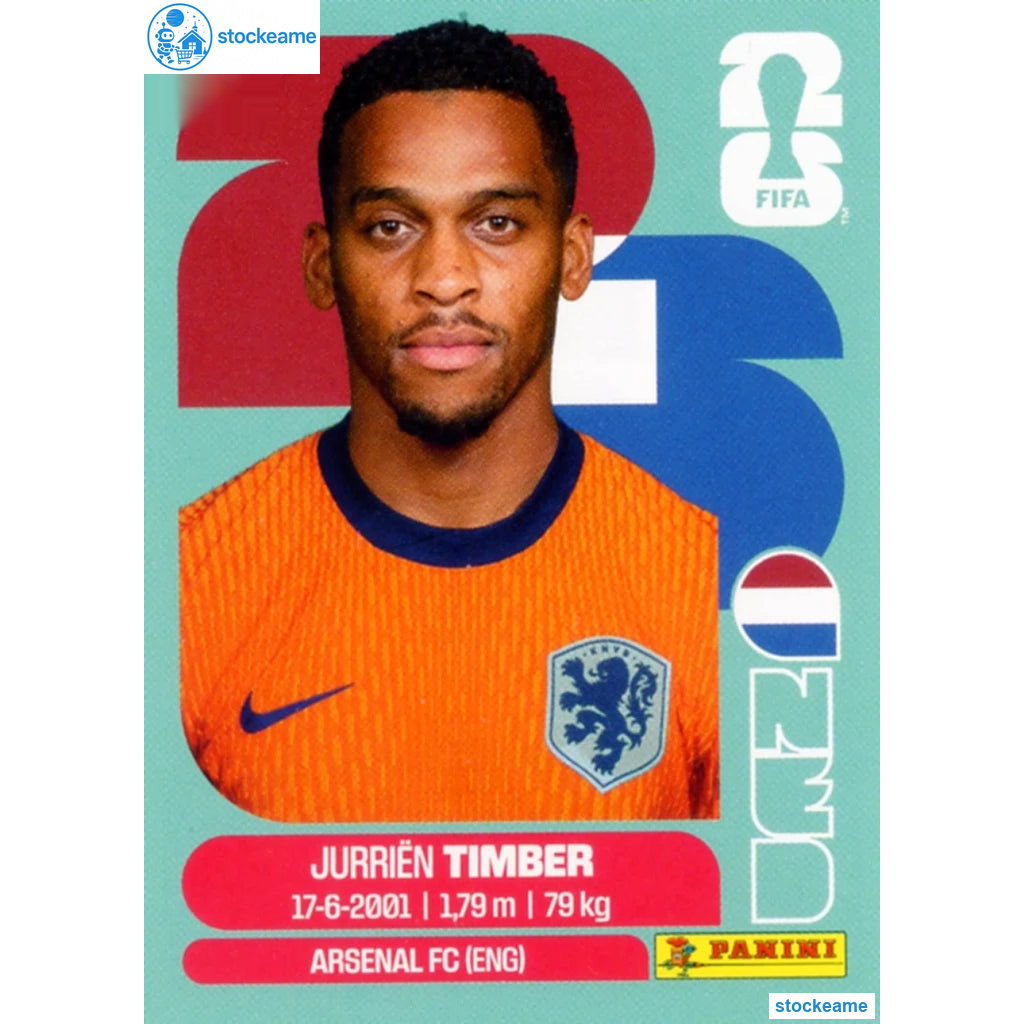 NED005 - Jurriën Timber | Netherlands | Panini World Cup 2026 Base Sticker