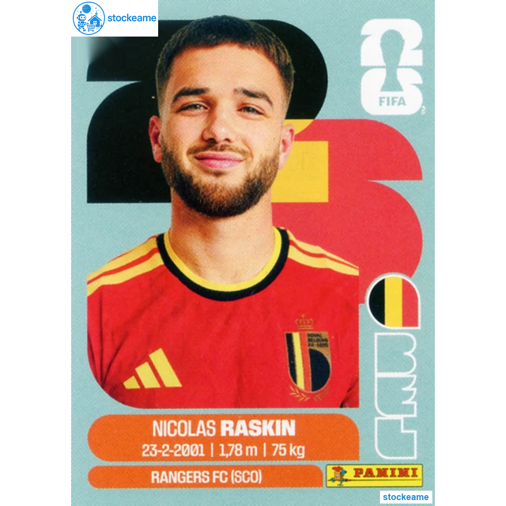 BEL011 - Nicolas Raskin | Belgium | Panini World Cup 2026 Base Sticker