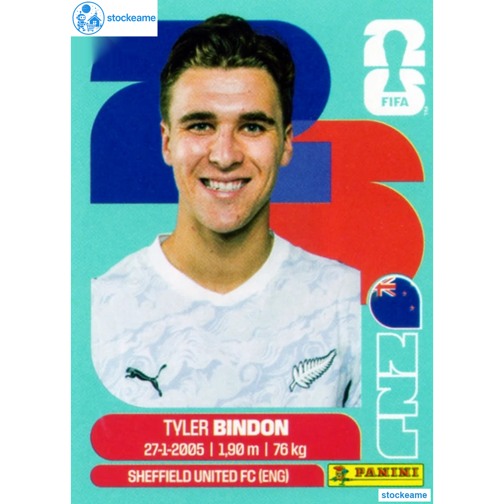 NZL007 - Tyler Bindon | New Zealand | Panini World Cup 2026 Base Sticker