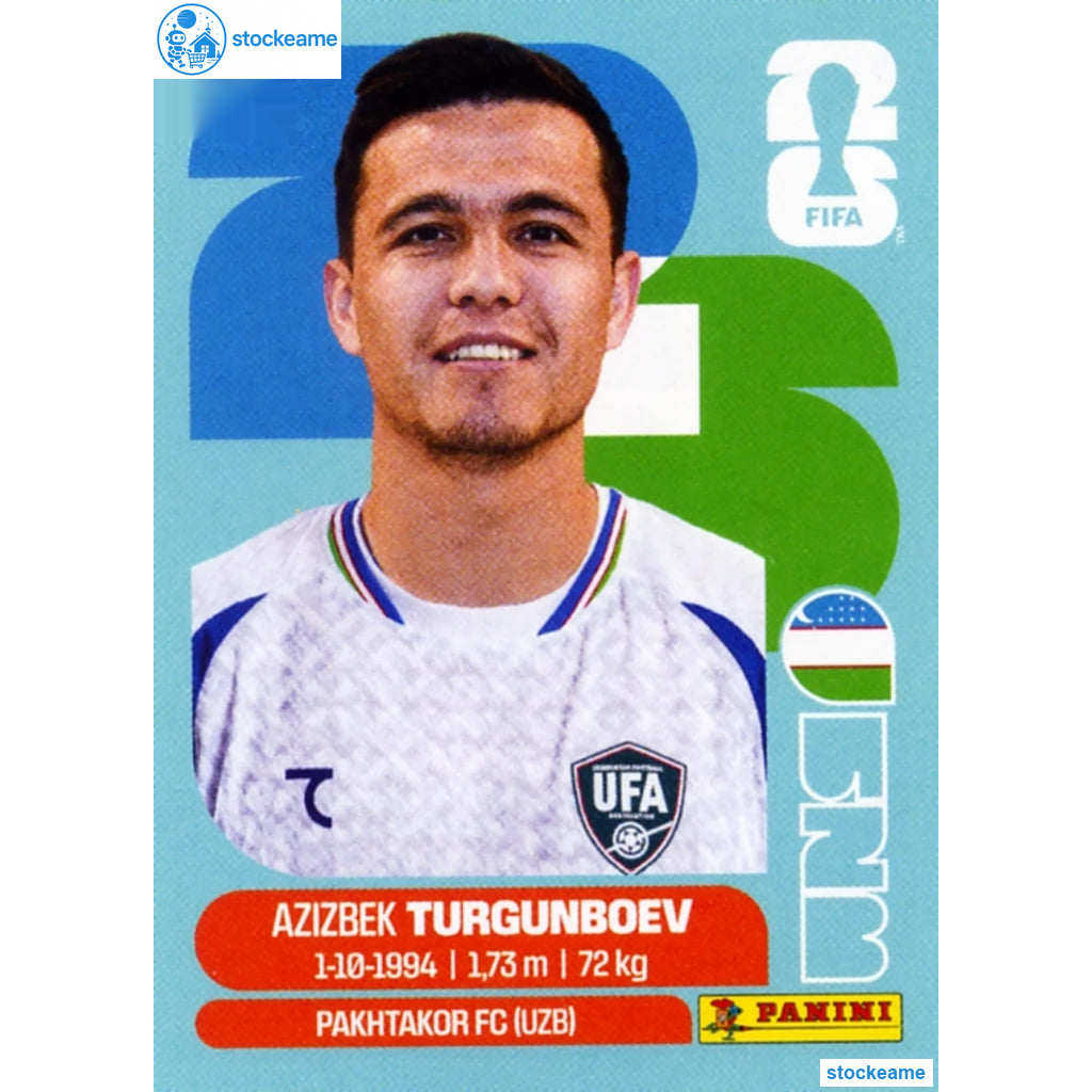 UZB014 - Azizbek Turgunboev | Uzbekistan | Panini World Cup 2026 Base Sticker