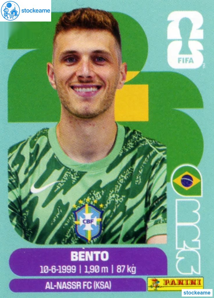 BRA003 - Bento | Brazil | Panini World Cup 2026 Base Sticker - Image 2