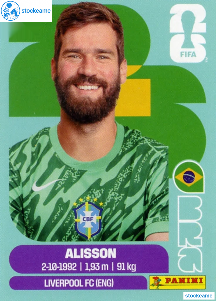BRA002 - Alisson | Brazil | Panini World Cup 2026 Base Sticker - Image 2
