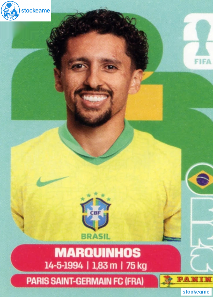 BRA004 - Marquinhos | Brazil | Panini World Cup 2026 Base Sticker - Image 2