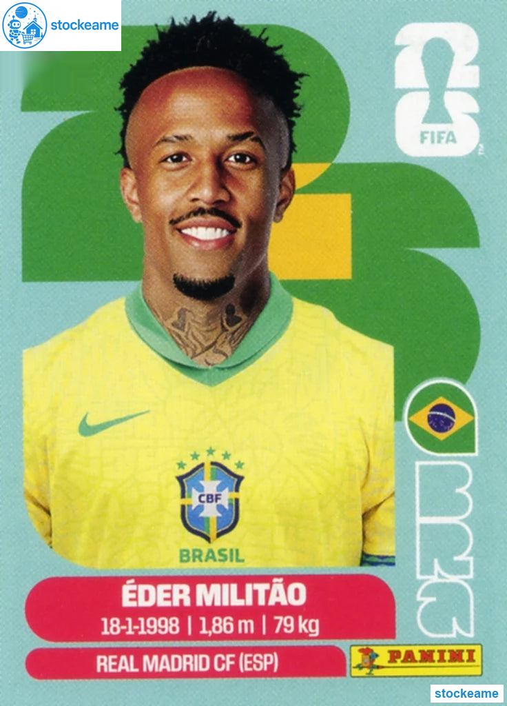 BRA005 - Éder Militão | Brazil | Panini World Cup 2026 Base Sticker - Image 2