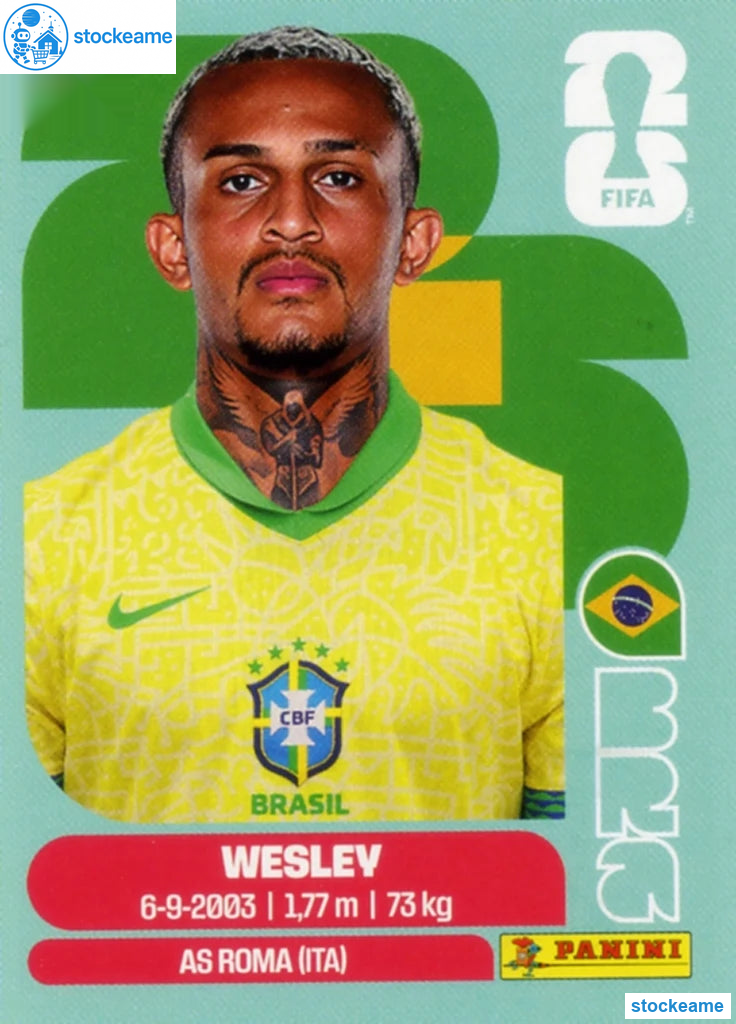 BRA008 - Wesley | Brazil | Panini World Cup 2026 Base Sticker - Image 2