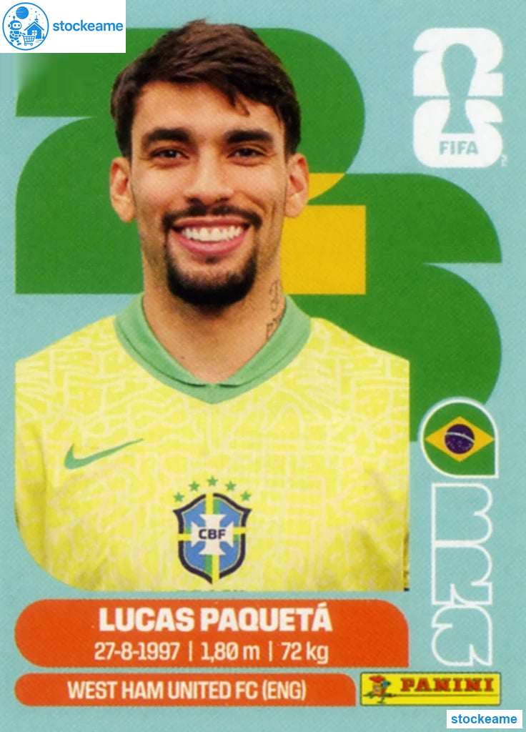 BRA009 - Lucas Paquetá | Brazil | Panini World Cup 2026 Base Sticker - Image 2
