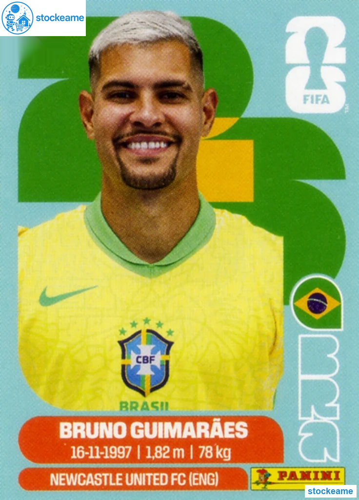 BRA011 - Bruno Guimarães | Brazil | Panini World Cup 2026 Base Sticker - Image 2
