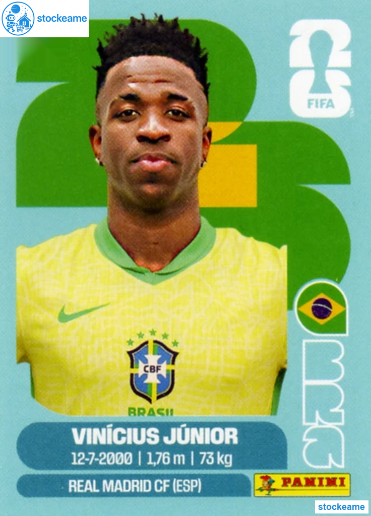 BRA014 - Vinicius Júnior | Brazil | Panini World Cup 2026 Base Sticker - Image 2