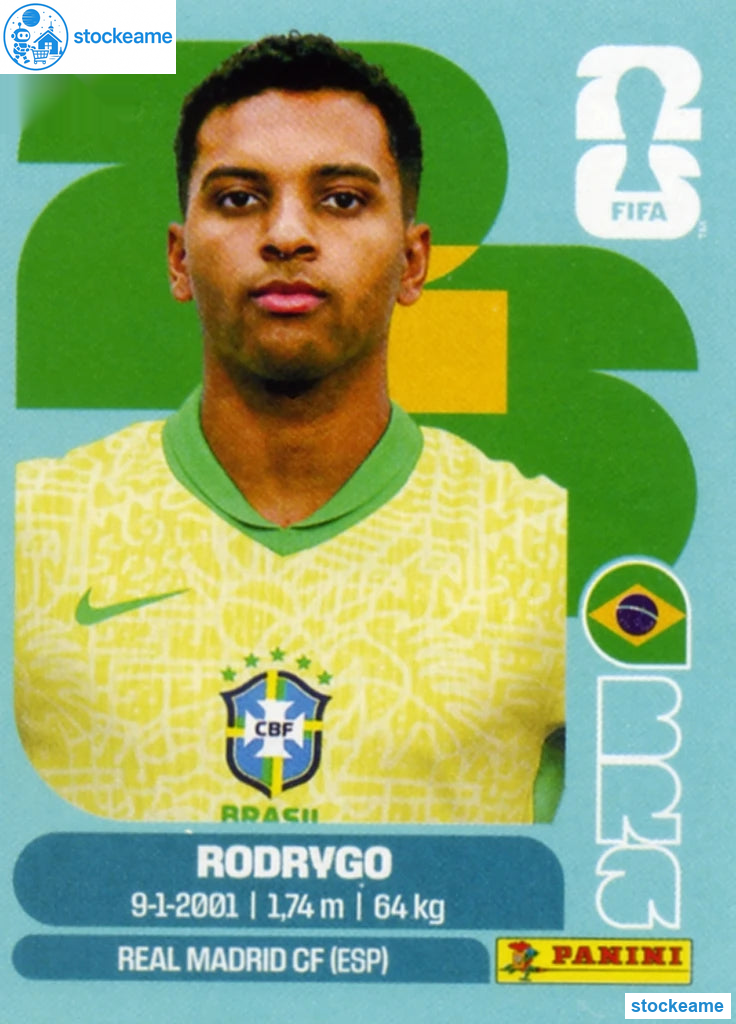 BRA015 - Rodrygo | Brazil | Panini World Cup 2026 Base Sticker - Image 2