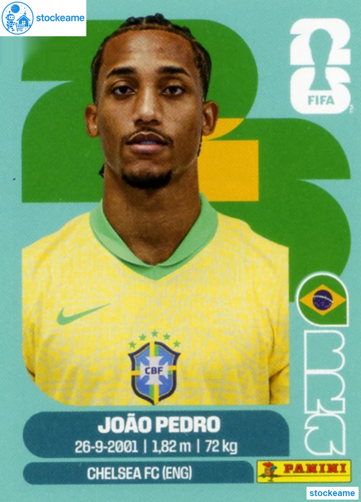 BRA016 - João Pedro | Brazil | Panini World Cup 2026 Base Sticker - Image 2