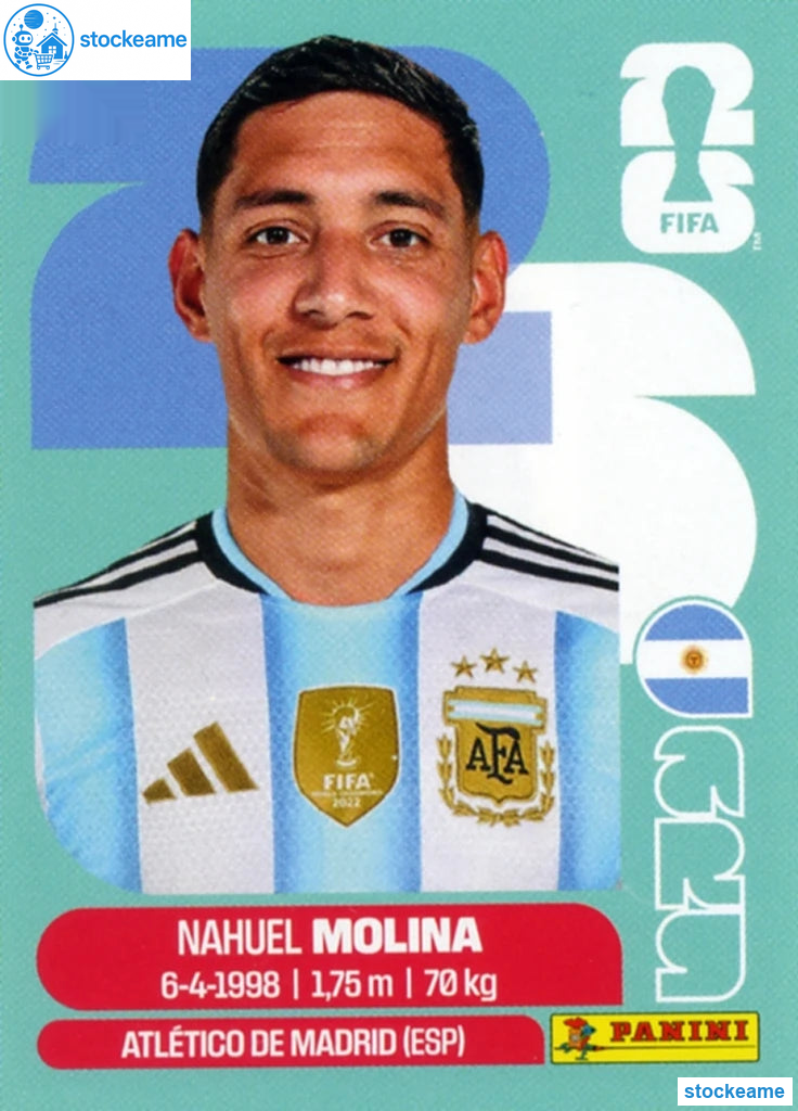 ARG003 - Nahuel Molina | Argentina | Panini World Cup 2026 Base Sticker - Image 2