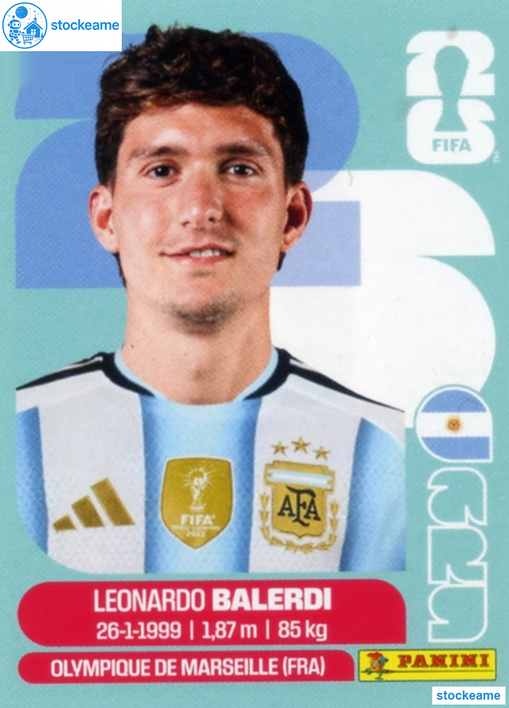 ARG007 - Leonardo Balerdi | Argentina | Panini World Cup 2026 Base Sticker - Image 2
