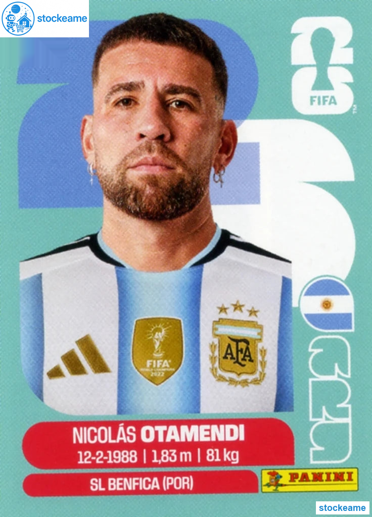 ARG005 - Nicolas Otamendi | Argentina | Panini World Cup 2026 Base Sticker - Image 2