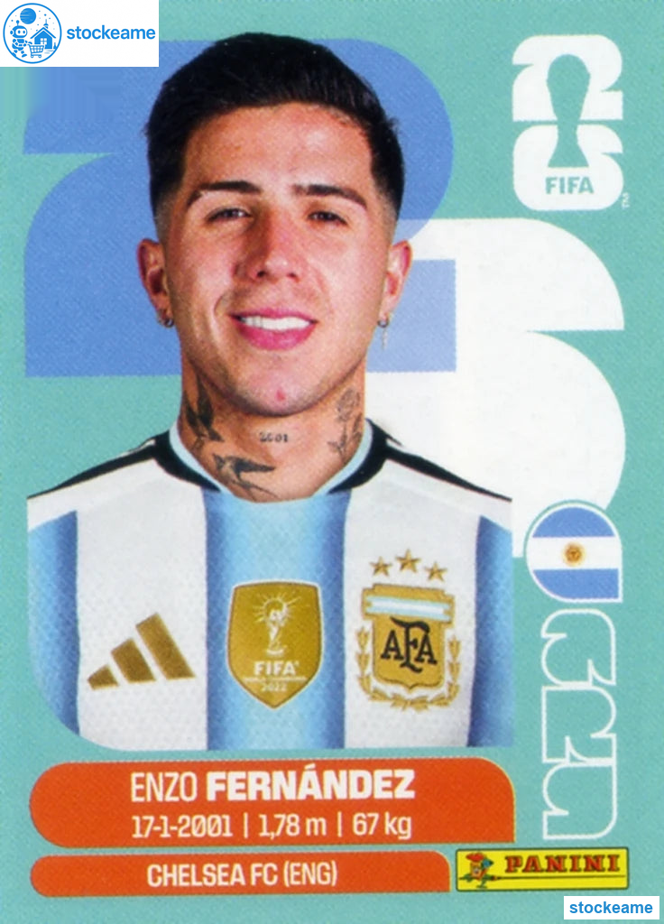 ARG008 - Enzo Fernandez | Argentina | Panini World Cup 2026 Base Sticker - Image 2