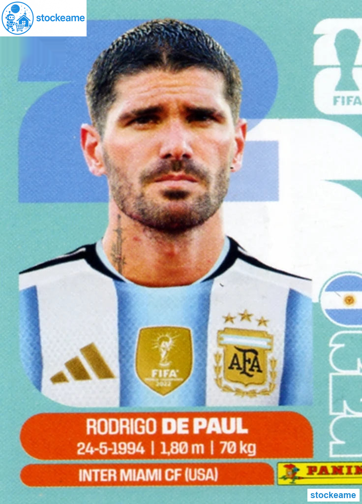 ARG010 - Rodrigo De Paul | Argentina | Panini World Cup 2026 Base Sticker - Image 2