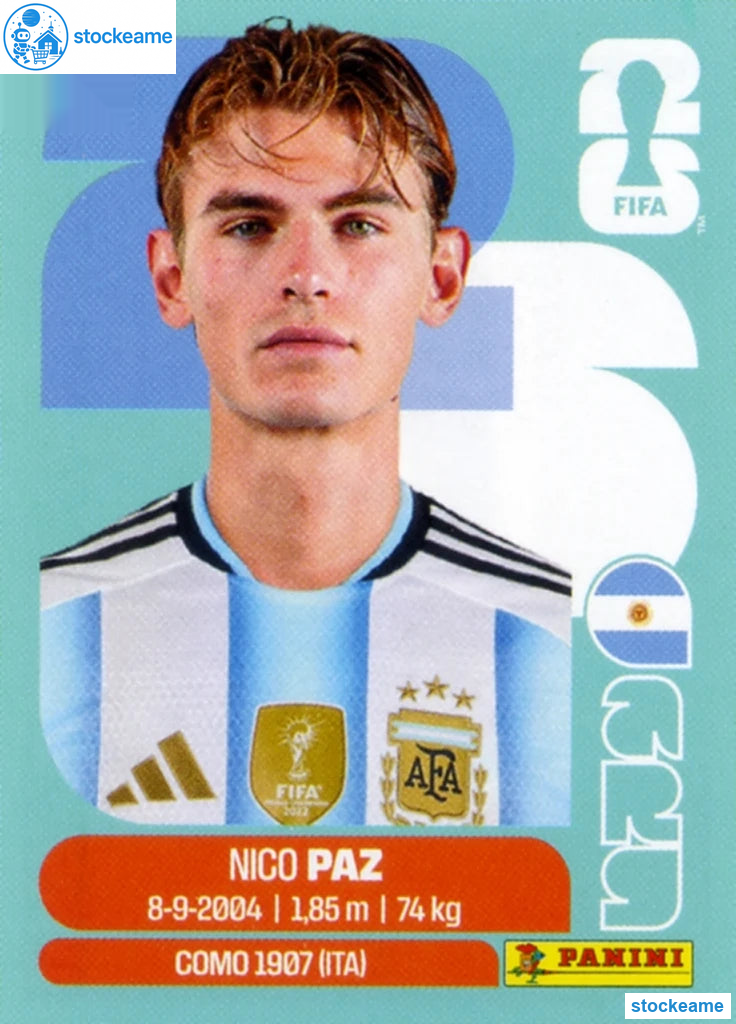 ARG014 - Nico Paz | Argentina | Panini World Cup 2026 Base Sticker - Image 2