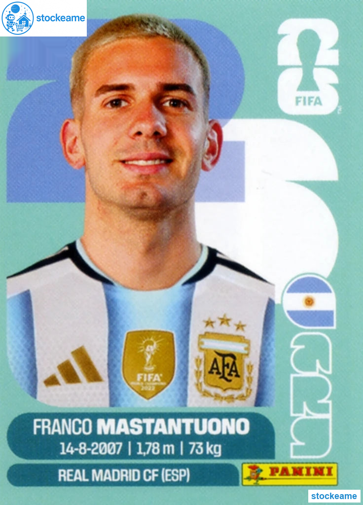 ARG015 - Franco Mastantuono | Argentina | Panini World Cup 2026 Base Sticker - Image 2