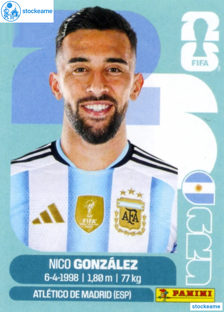 ARG016 - Nico Gonzalez | Argentina | Panini World Cup 2026 Base Sticker - Image 2